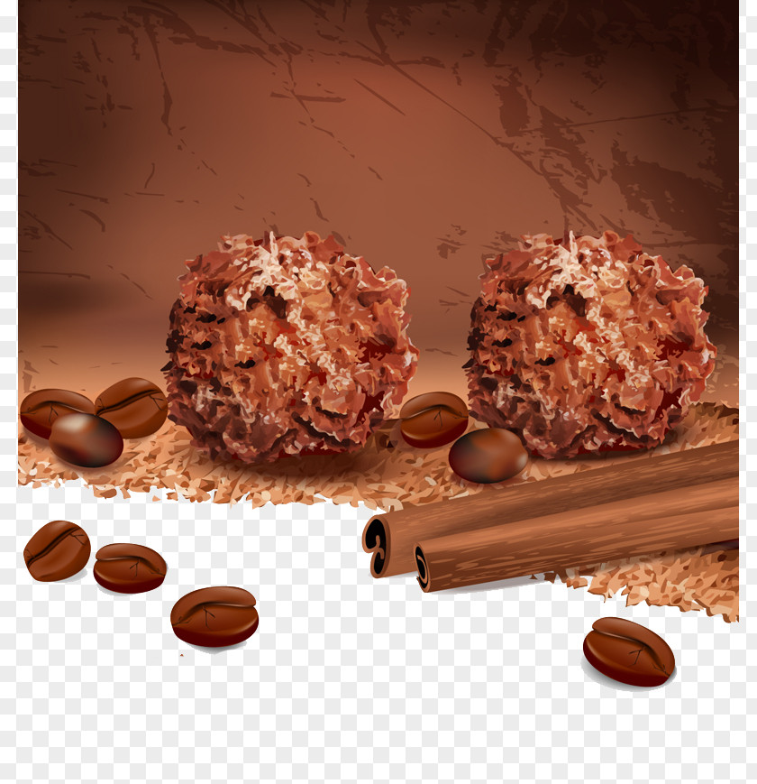 Delicious Chocolate Balls And Coffee Beans Truffle Cake PNG
