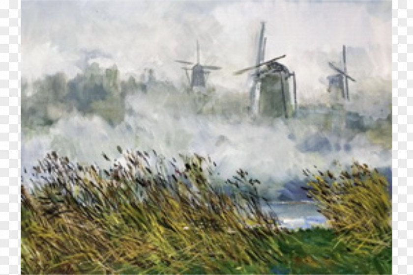 Painting Watercolor Windmill PNG