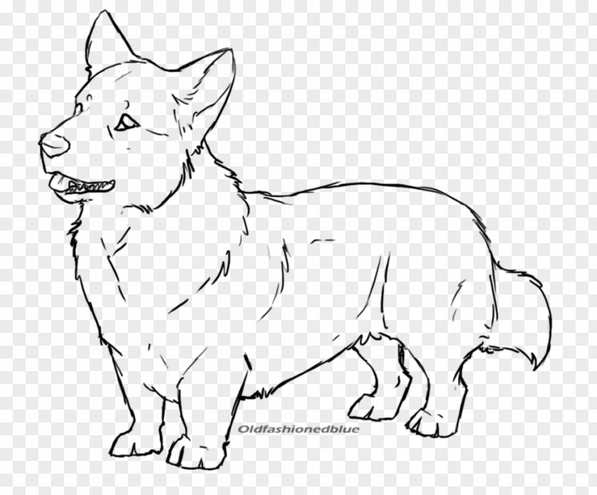 Tribal Wolf Dog Breed Pembroke Welsh Corgi Cardigan Line Art Blue Lacy PNG