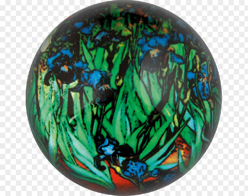 Van Gogh Irises Glass Paperweight Musaeum Turquoise PNG