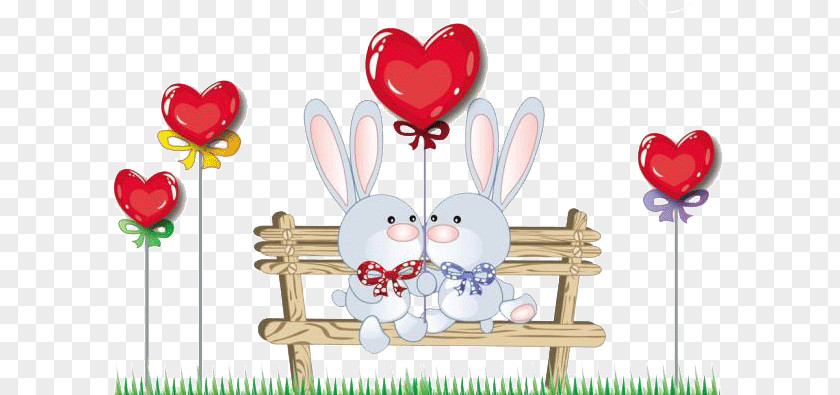 Love Bunny Valentines Day Cartoon PNG