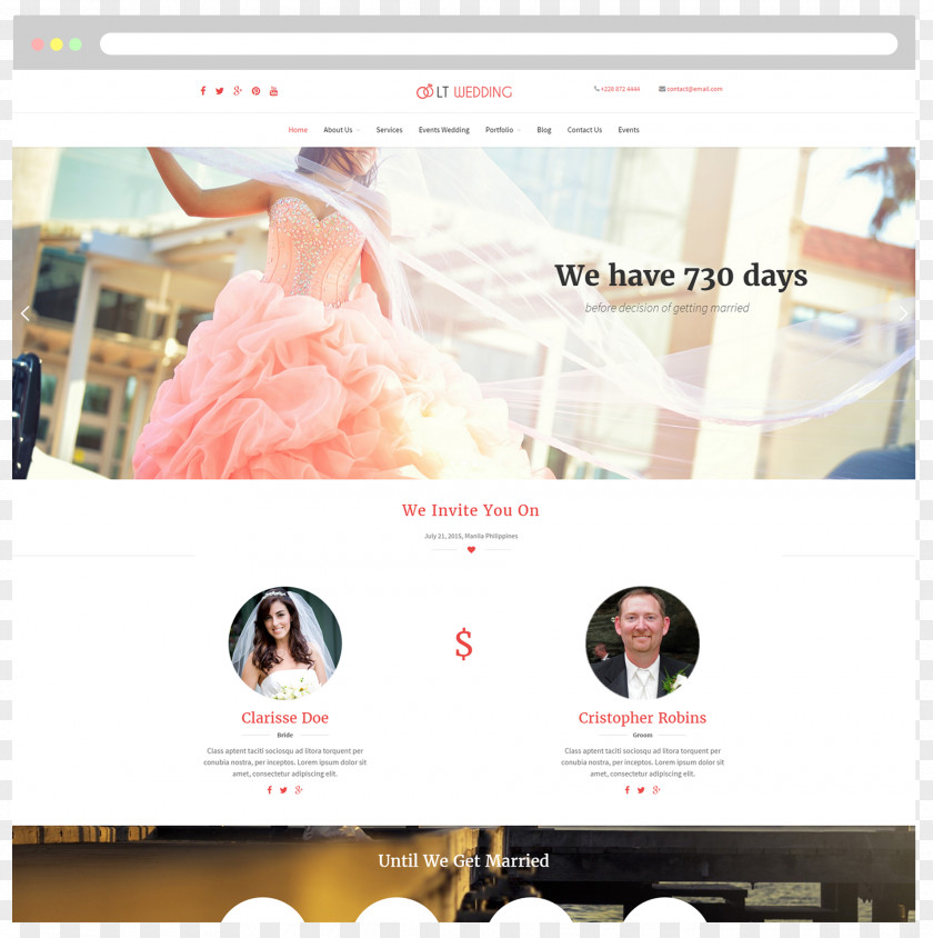 Wedding Invitation Responsive Web Design Personal Website PNG