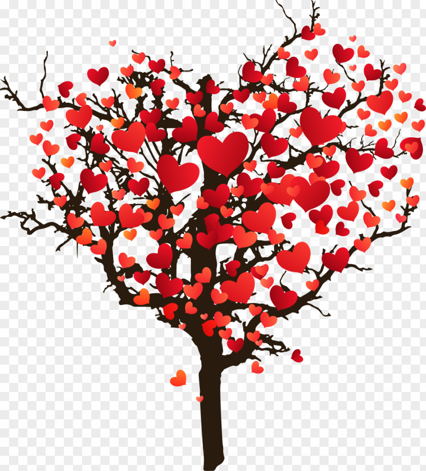 Cartoon Painted Love Tree Heart Valentines Day Photography Illustration PNG