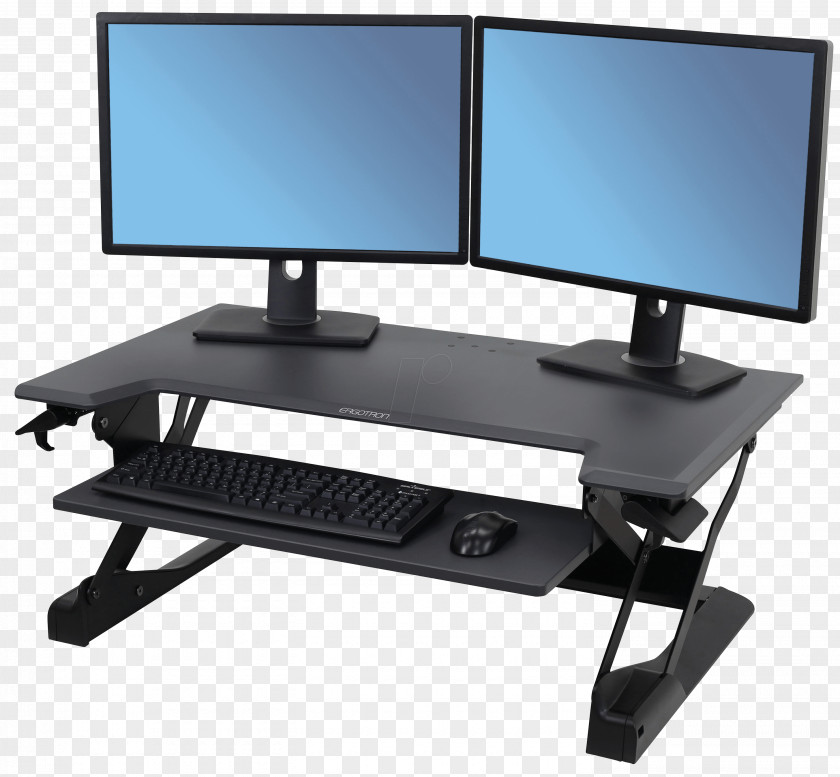 Computer Ergotron WorkFit-TL Standing Desk 33397062 WorkFit-T Desktop Sit-Stand Workstation Keyboard WorkFit Dual Monitor Kit PNG