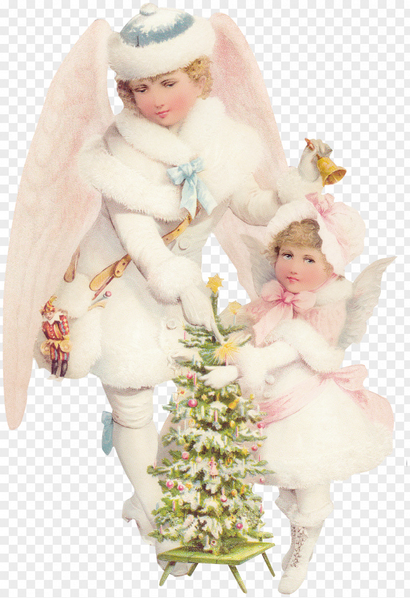 Angel Victorian Era Paper Cherub Christmas PNG
