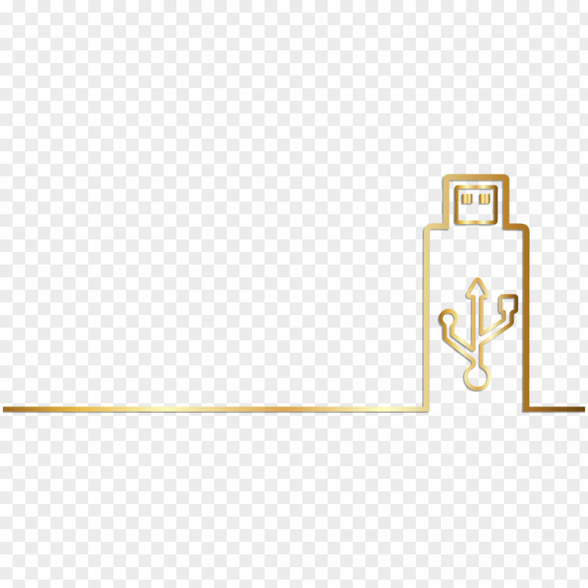 Vector Golden USB Common External Power Supply Icon PNG