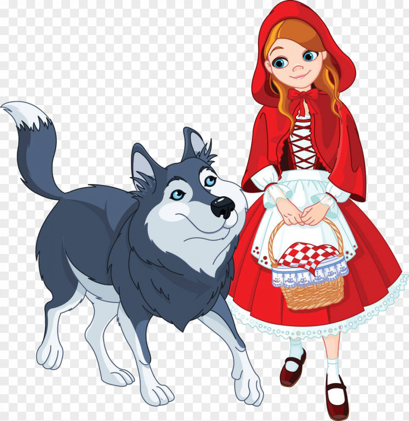 Big Bad Wolf Little Red Riding Hood PNG , Cartoon girl wolf, little red riding hood clipart PNG