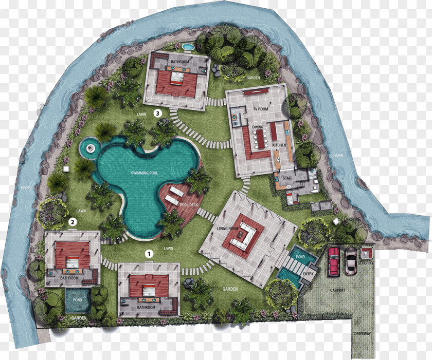 Kedungu Beach Bali Villa Floor Plan PNG