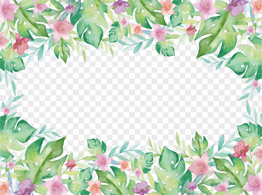 Watercolor Plant Border Euclidean Vector Download PNG