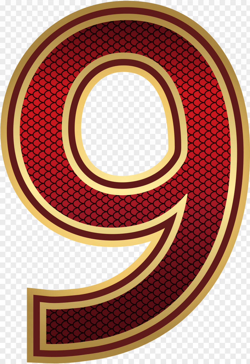 Red And Gold Number Nine Image Layers PNG