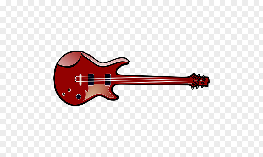 Red Guitar Electric Cartoon Drawing PNG