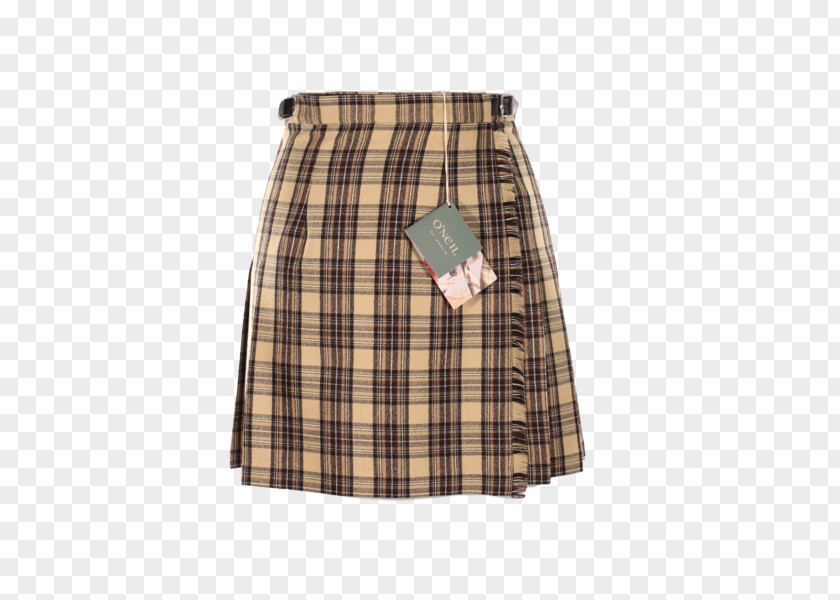 Aline Beige Tartan Kilt Long-sleeved T-shirt Sandro PNG