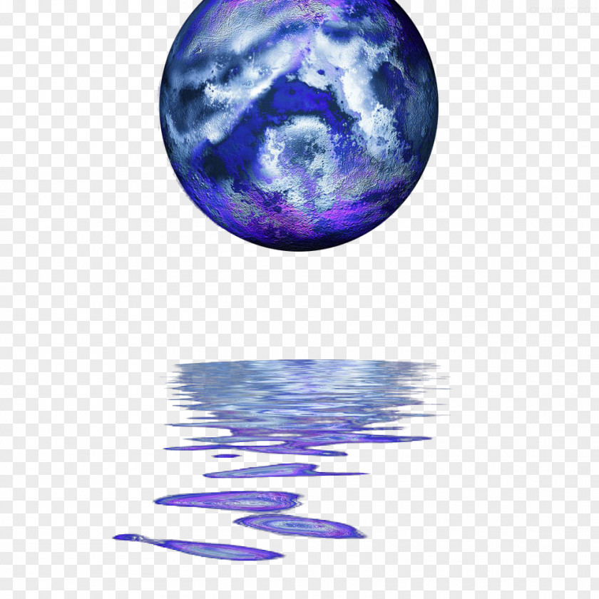 Blue Planet Water Reflection Drawing Illustration PNG