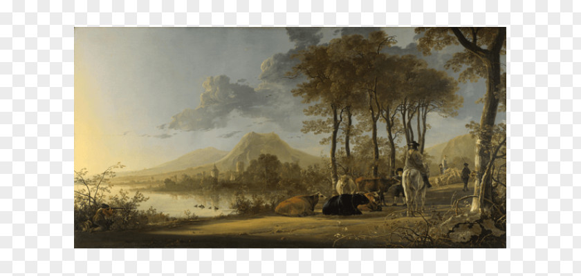 Painting National Gallery River Landscape With Horseman And Peasants Baroque PNG