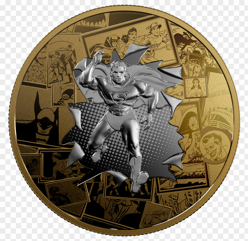Silver Coin Superman Diana Prince All Star Comics PNG