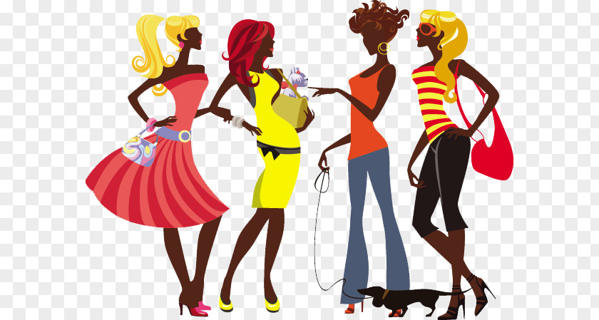 Fashionable Women Cartoon Female Fashion Silhouette PNG