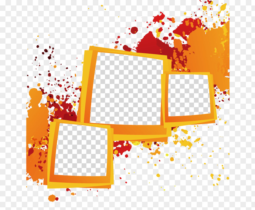 Cool Yellow Ink Box Border PNG