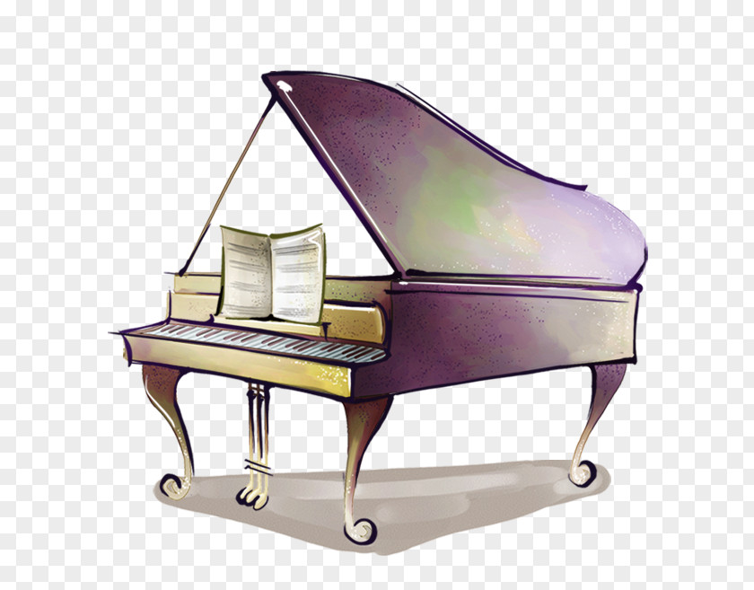 Hand-painted Purple Piano Musical Instrument PNG