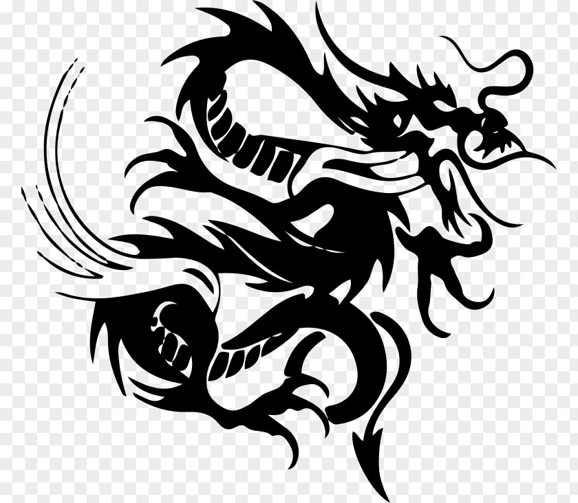 Tribal Dragon Tattoo Fantasy Clip Art PNG