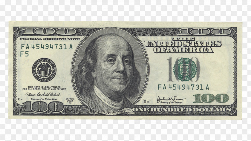 Banknote Benjamin Franklin United States One Hundred-dollar Bill Dollar One-dollar PNG