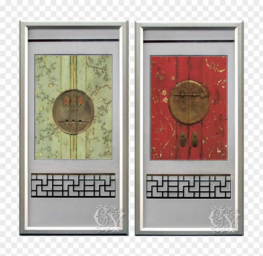 Chinese Aluminum Door Frame Decorative Painting Background Retro Window Picture PNG