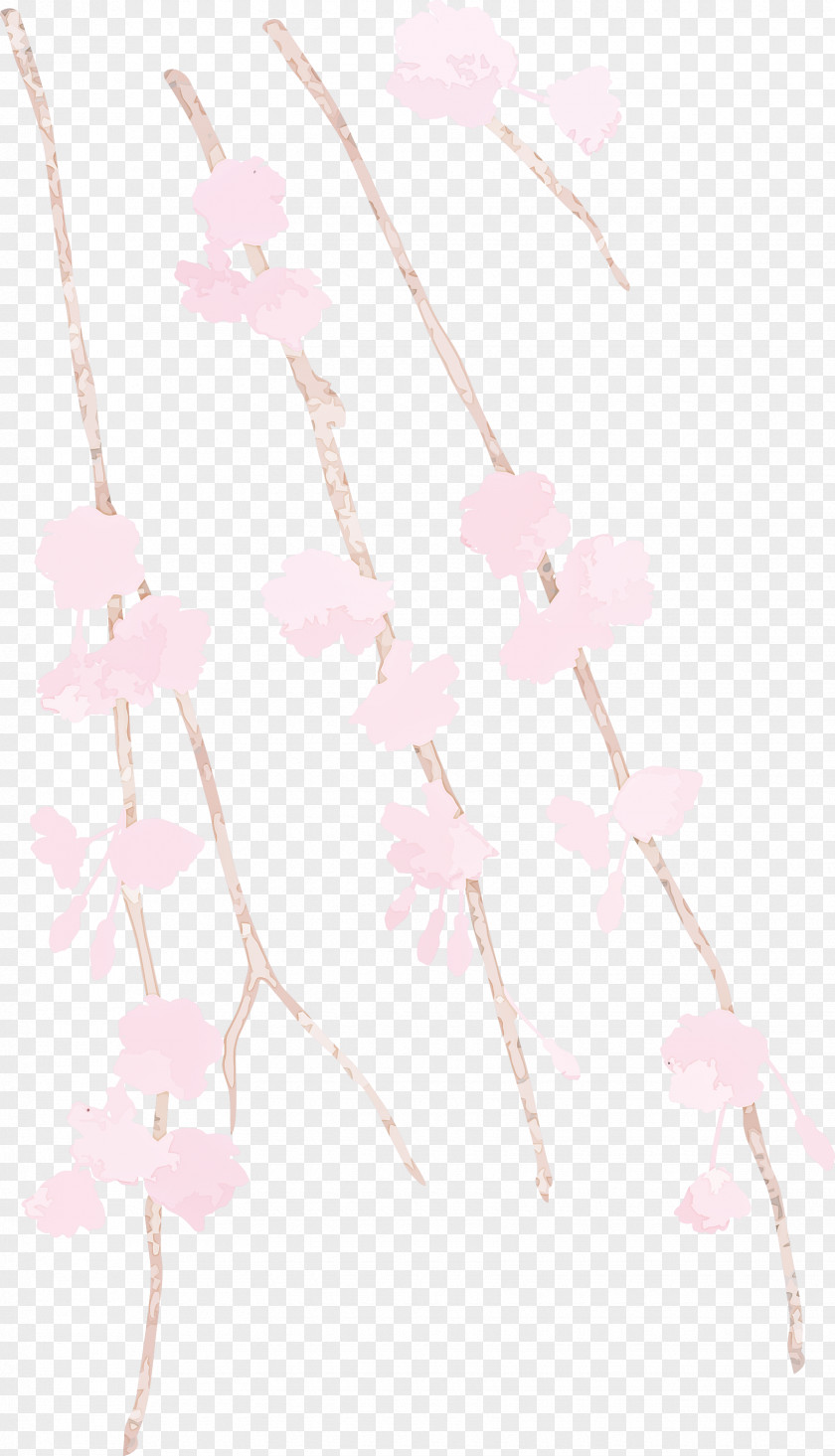 Pink White Branch Line Twig PNG