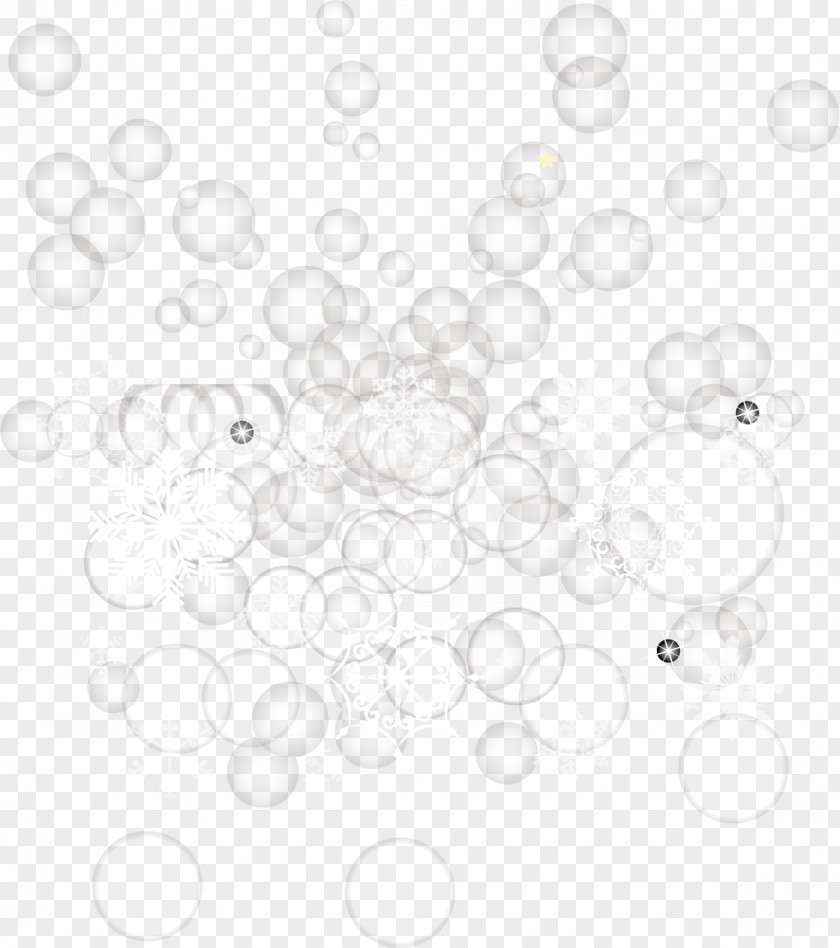 Bubble Snowflake White Circle Black Pattern PNG