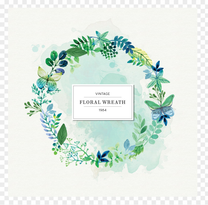 Leaf Wreath Flower Watercolor Painting Green PNG