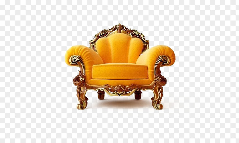 Golden Continental Armchair Table Couch Chair Seat Furniture PNG