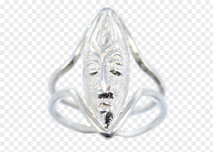 Masque Africain Silver Body Jewellery Ring Platinum PNG