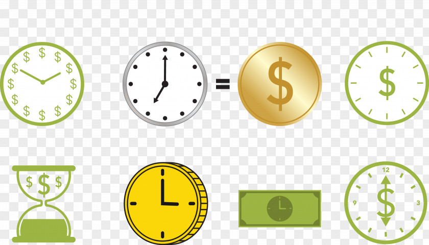 Time Is Equal To Money Coin Icon PNG
