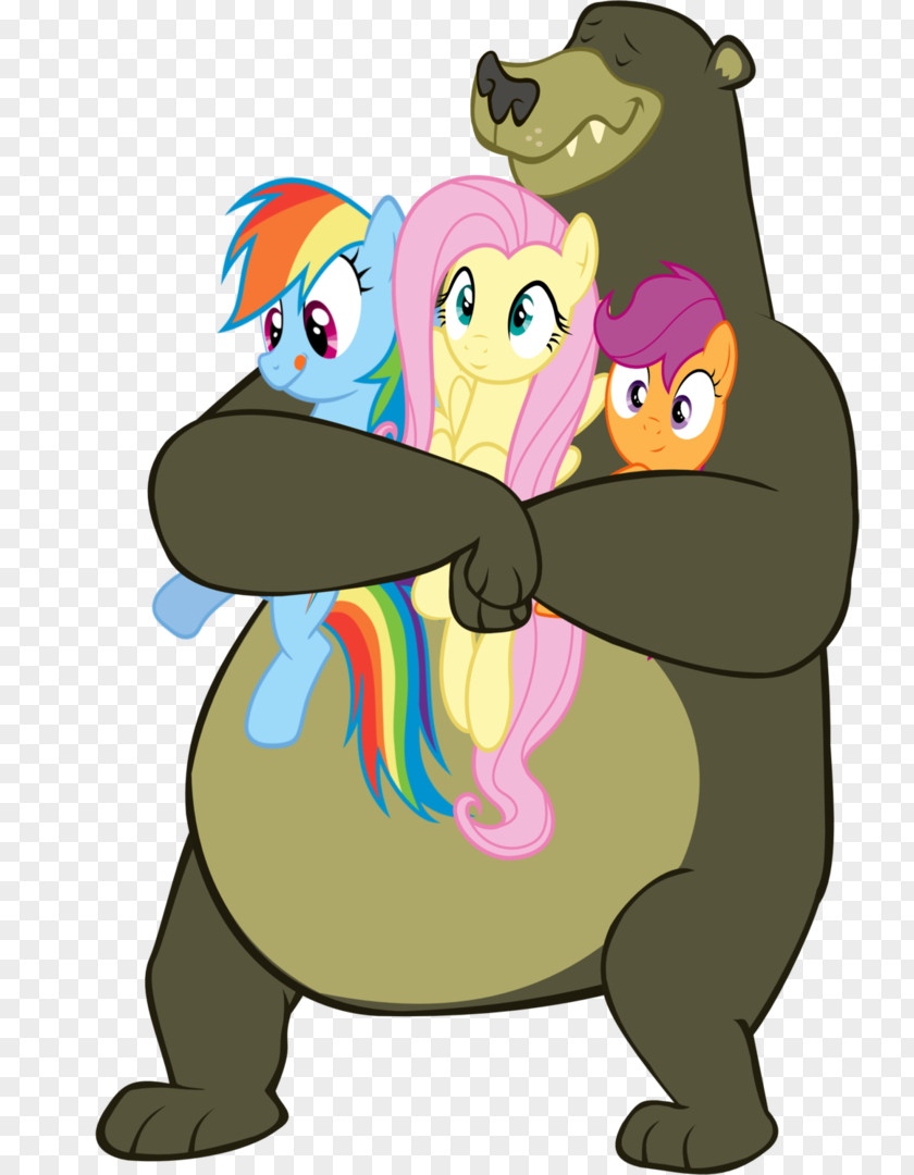 Bear Hug Pony Rainbow Dash Fluttershy Scootaloo PNG