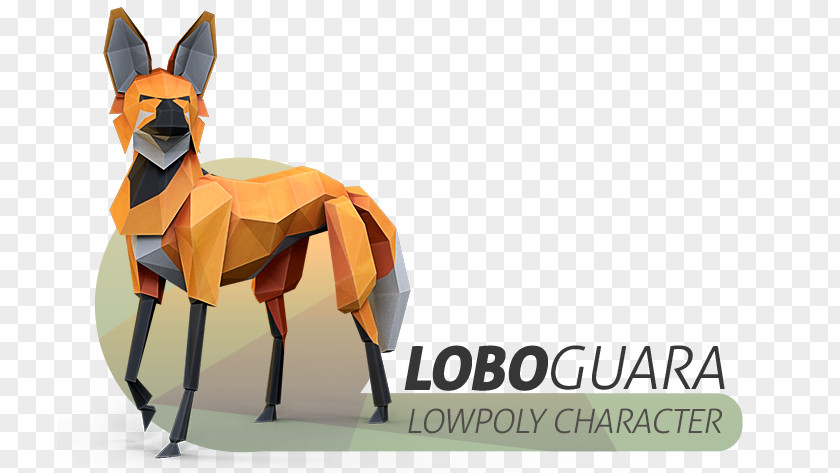 Low Poly Character Dog Breed Maned Wolf Illustrator PNG
