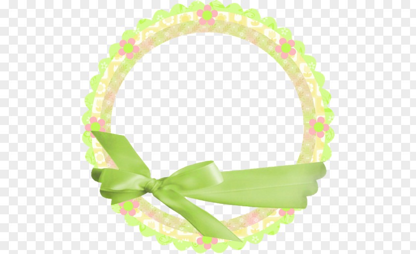 Ribbon Circle Picture Frames Green PNG