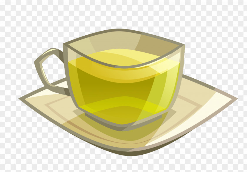Vector Green Tea Material Coffee Cup Glass PNG