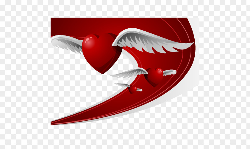 Vector Red Wings Heart Valentines Day February 14 Wallpaper PNG