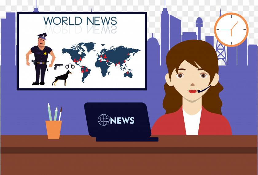 News Anchor Cartoon Presenter Illustration PNG