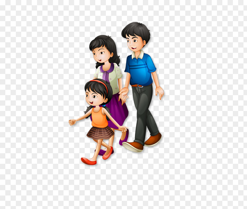Cartoon Family Walking Clip Art PNG