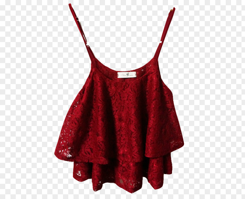 Red Lace Crop Top Camisole Sleeveless Shirt PNG