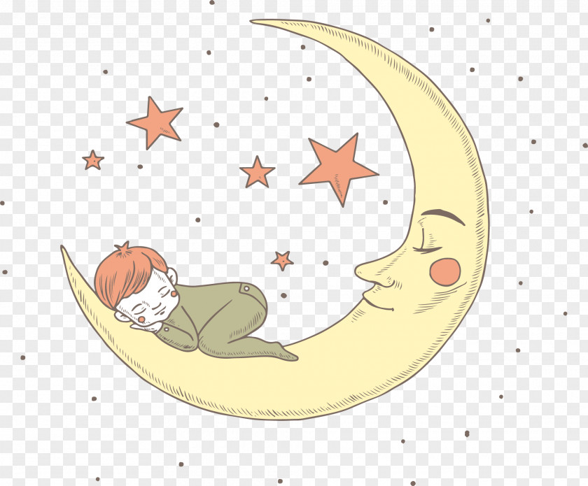The Sleeping Child On Moon Sleep Clip Art PNG
