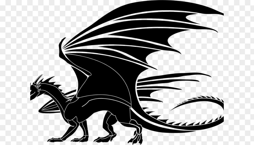 Blackandwhite Tail Dragon Drawing PNG