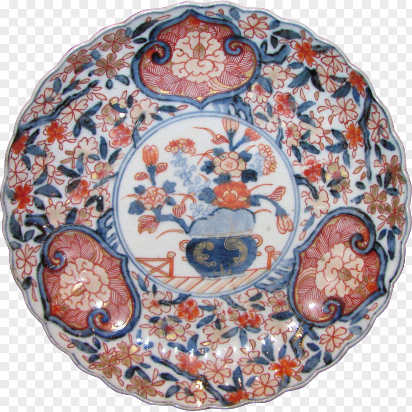 Plate Imari Ware Blue And White Pottery Ceramic PNG