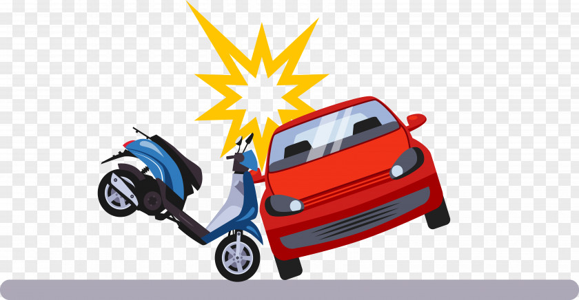 Vector Motorcycle Car Accident Traffic Collision Illustration PNG