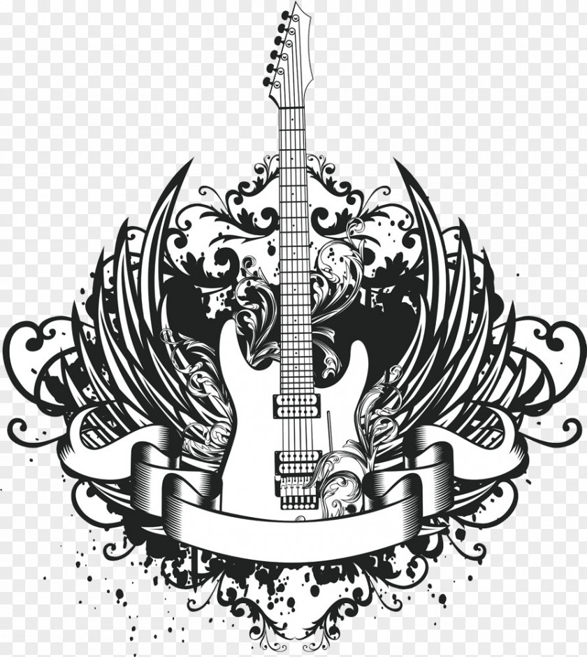 Hand Drawn Pattern With Guitar Stock Photography Clip Art PNG