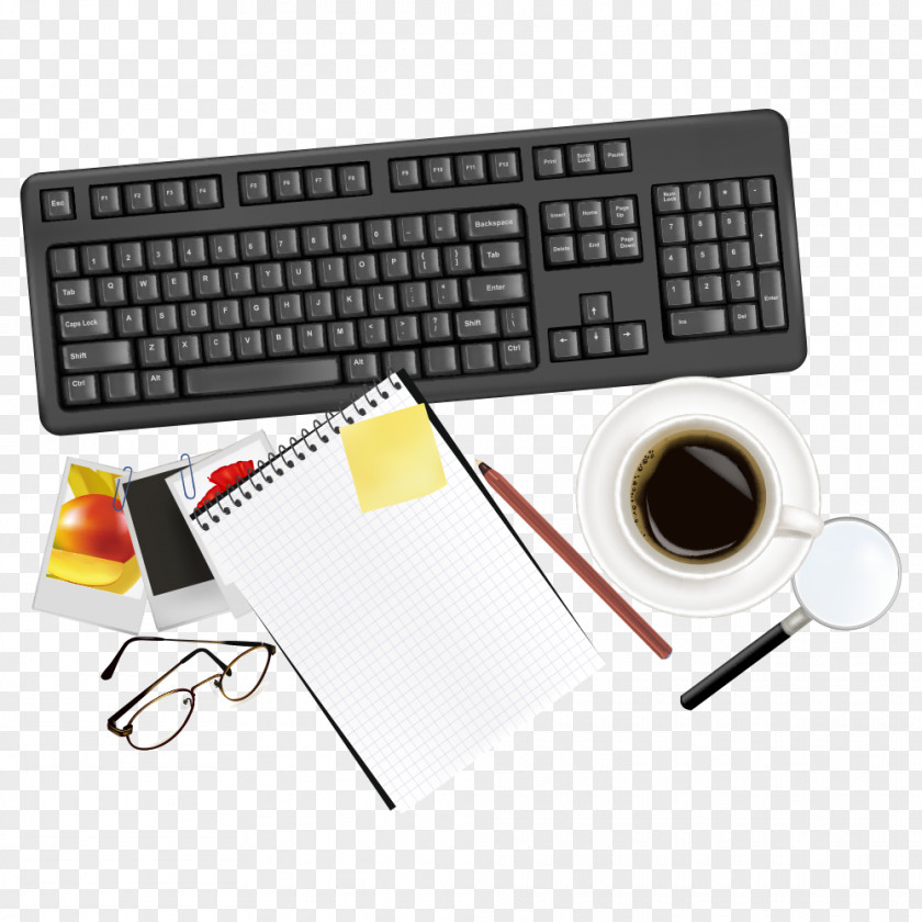 Top View Computer Keyboard Paper Euclidean Vector Office PNG