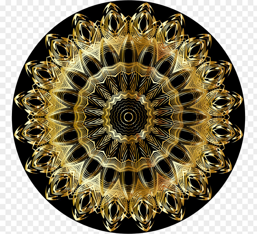 GOLD LINE Pencil Line Art Metal Mandala Color PNG