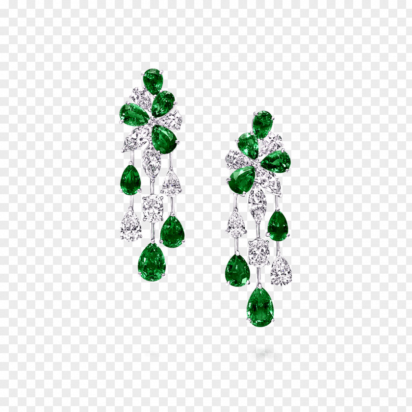 Jewellery Earring Graff Diamonds Emerald PNG