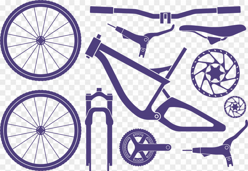 Cartoon Vector Bike Parts Bicycle Pedal Wheel Tire Frame PNG