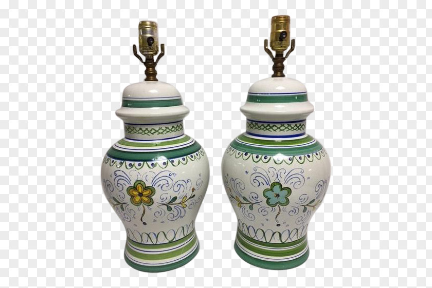 Hand Painted Lamp Ceramic Urn Salt And Pepper Shakers Vase PNG