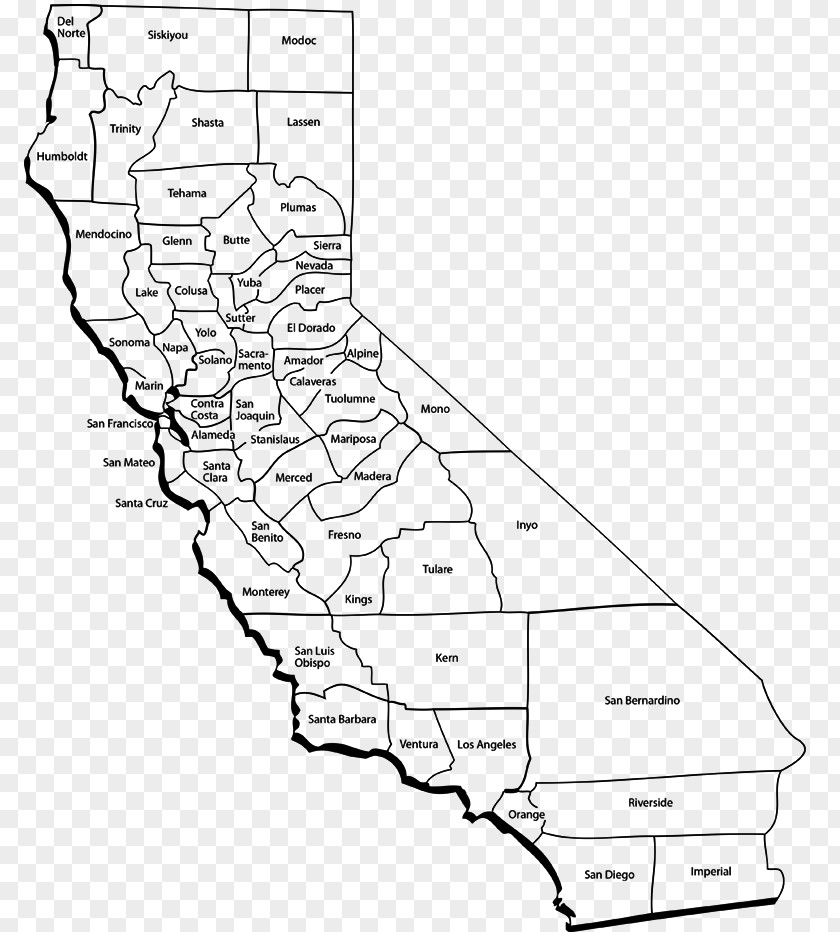 Map California State Ferndale Blank County PNG